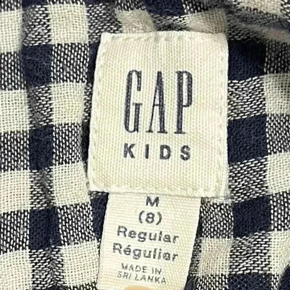 🔵 2/$15 ~ GAP KIDS button down boys shirt blue/white checkerboard‎ M(8) reg - Picture 3 of 4